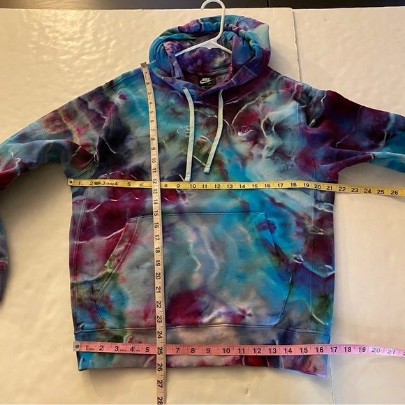 Nike Geode Tie Dye Hoodie Sweatshirt Pullover Mens Small Unisex Blue Pocket Pink - Picture 9 of 12